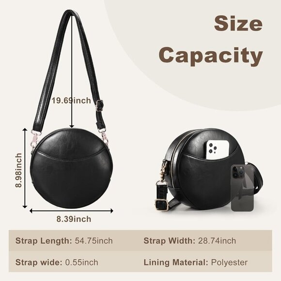 Circle Crossbody Bag, Round Cross Body Purse - Picture 4 of 6